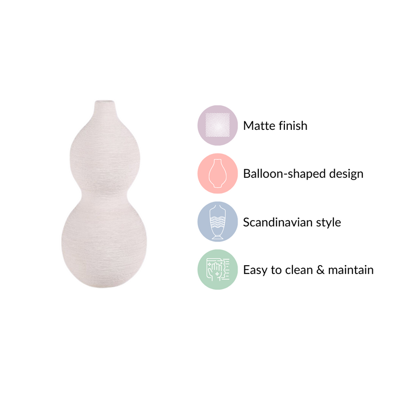 Gourd Matte Finish Flower Vase - Matte Finish Flower Vase, Sleek Matte Ceramic Vase, Modern Matte Flower Vase, Flower Vase