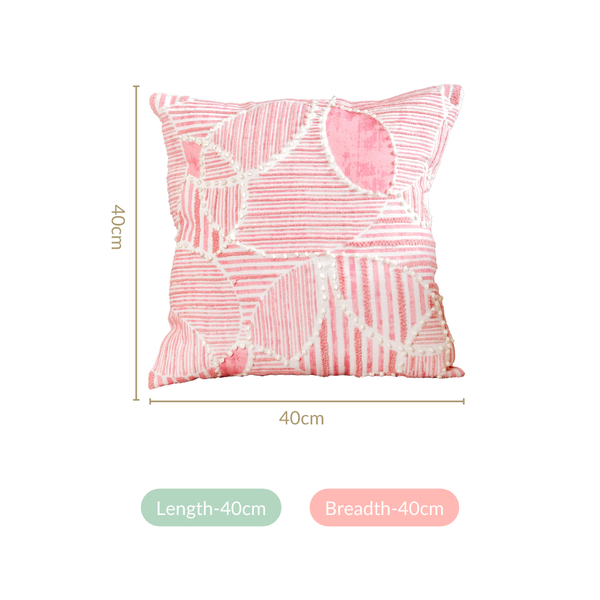 Soft Pink Embroidered Couch Cushion Cover 40x40 cm