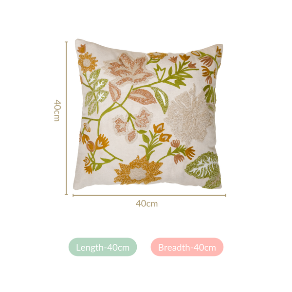 Fall Garden Embroidered Cushion Cover 40x40 cm