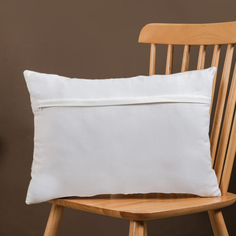 Ikat Embroidered Cushion Cover 20x14 Inch