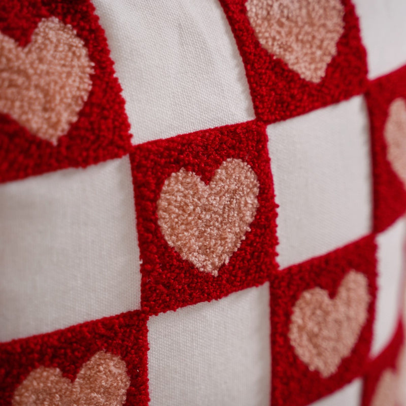 Little Hearts Embroidered Cushion Cover Set Of 2 16x16 Inch