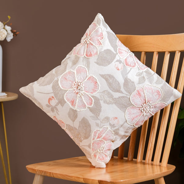 Soft Floralcore Embroidered Cushion Cover 40x40 cm