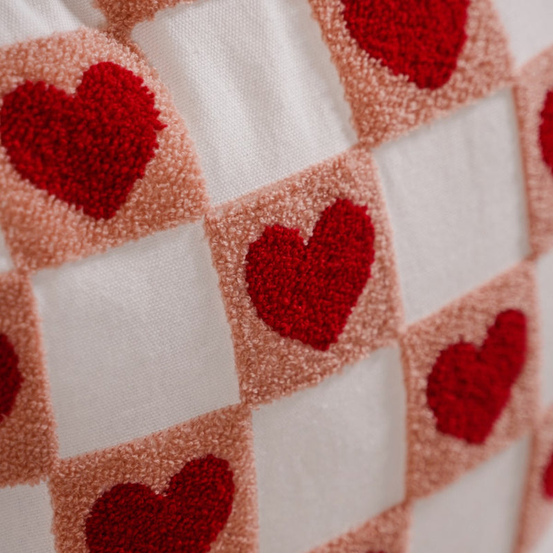 Little Hearts Embroidered Cushion Cover Set Of 2 16x16 Inch