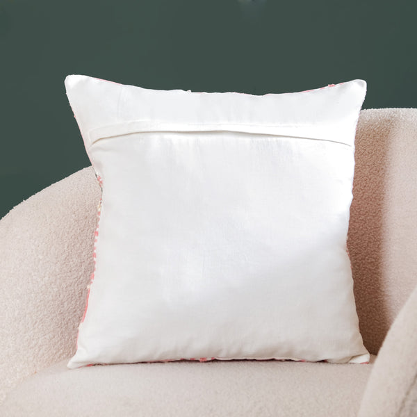 Soft Pink Embroidered Couch Cushion Cover 40x40 cm