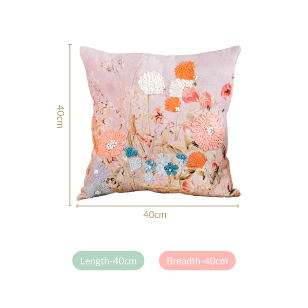 Petal Paradise Cotton Cushion Cover 40x40 cm