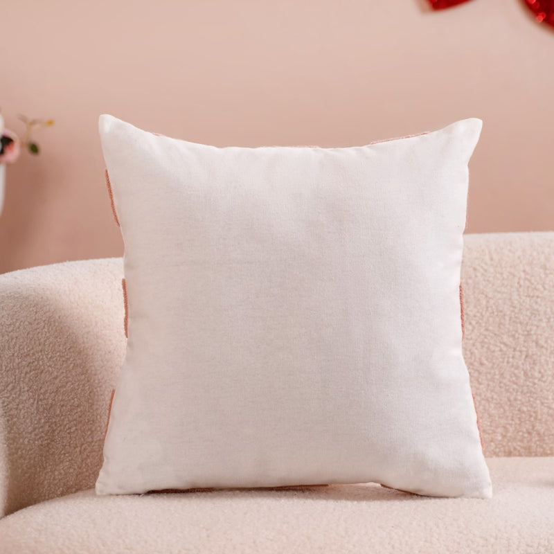 Little Hearts Embroidered Cushion Cover Set Of 2 16x16 Inch