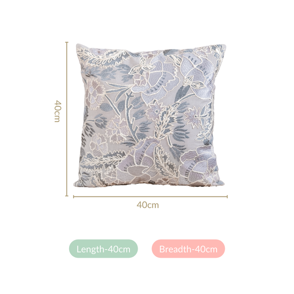 Cool Breeze Embroidered Floral Cushion Cover 40x40 cm