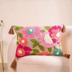 Spring Saga Embroidered Cushion Cover 20x14 Inch