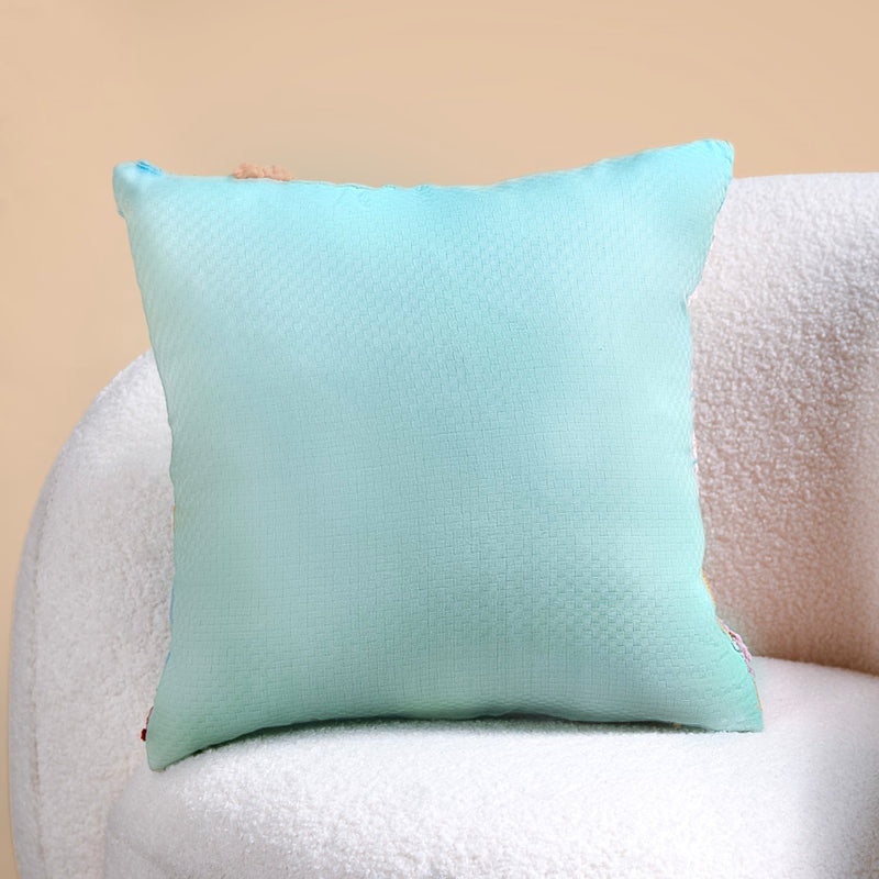 Floral Forest Embroidered Cushion Cover Multicolour 16x16 Inch