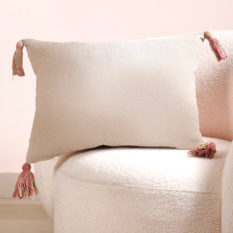 Spring Saga Embroidered Cushion Cover 20x14 Inch