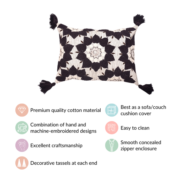 Brown And White Throw Cushion Cover 20x14 Inch