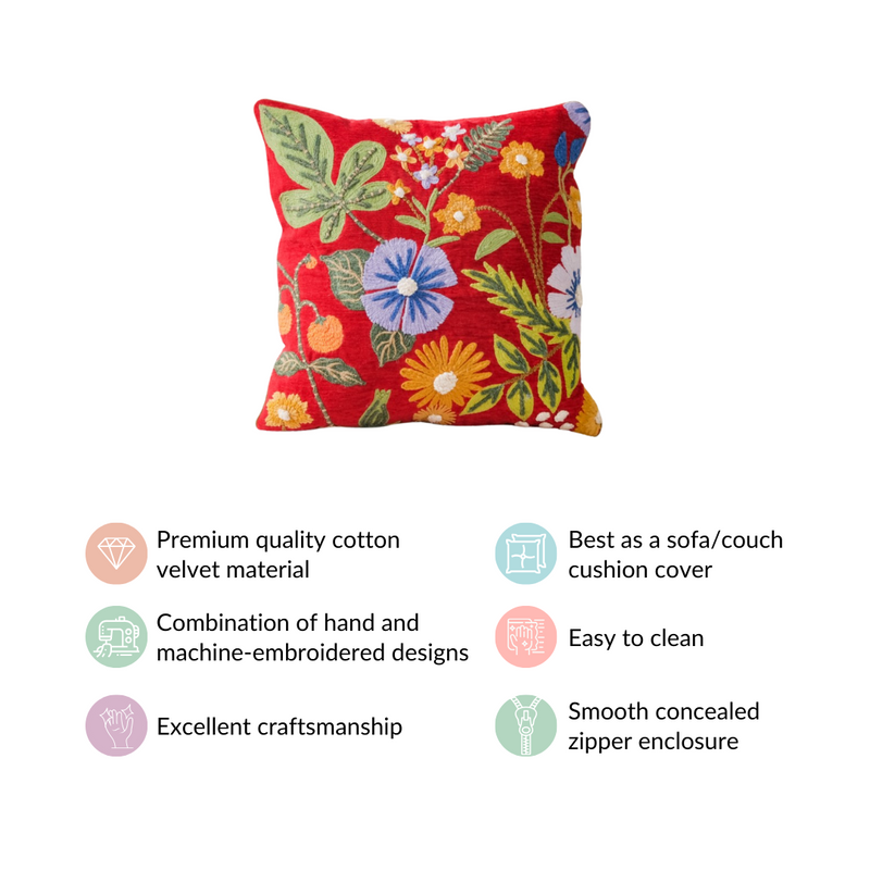 Floral Grace Sofa Cushion Cover 16x16 Inch