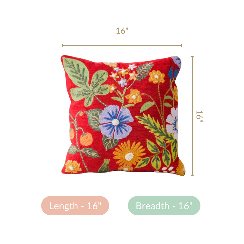 Floral Grace Sofa Cushion Cover 16x16 Inch