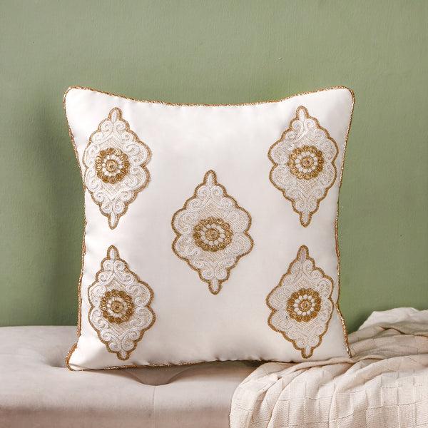 Mehrab Embroidered Zari Lace Cushion Cover Set Of 3