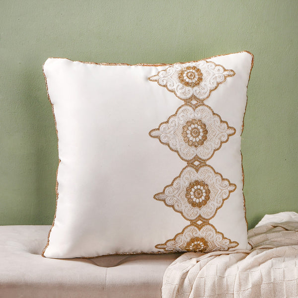 Mehrab Embroidered Zari Lace Cushion Cover Set Of 3