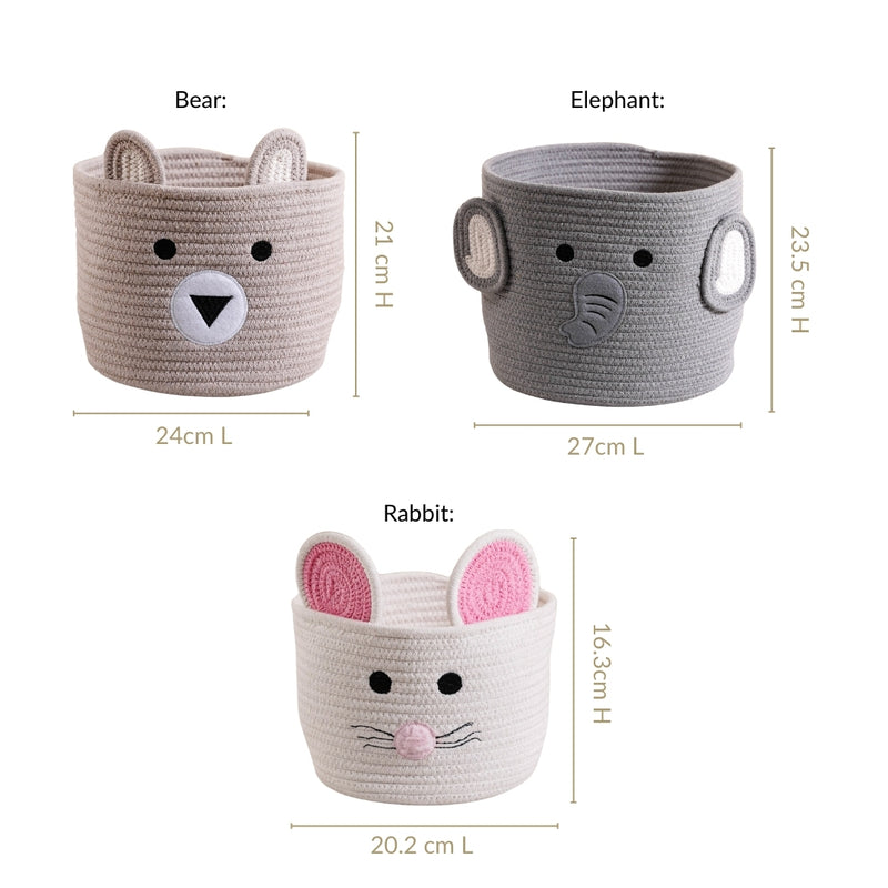 Cute Animal Storage Baskets Set Of 3