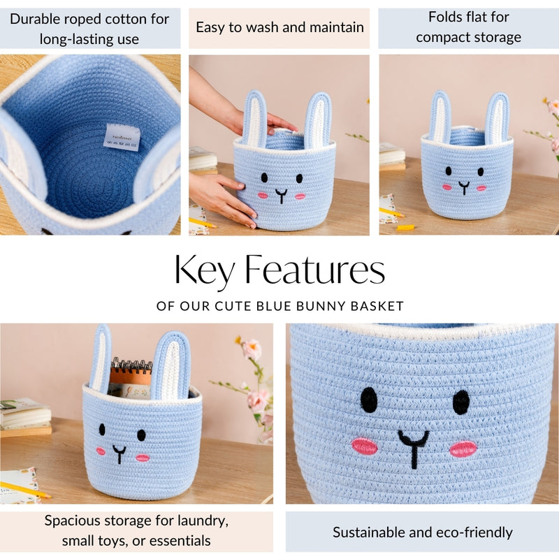 Blue Bunny Cotton Basket 17cm