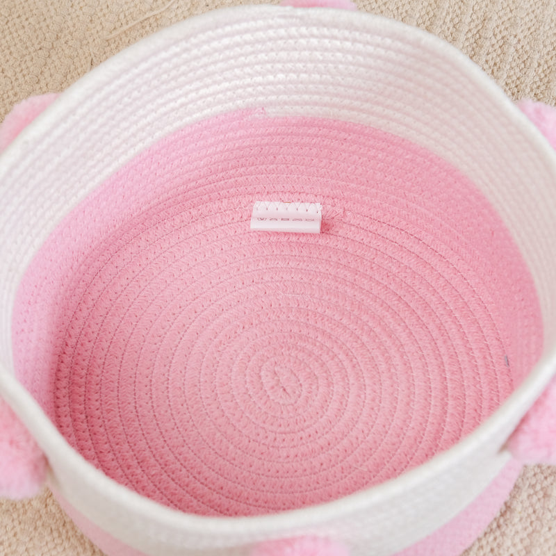 Cute Pink And Mint Pom Pom Baskets Set Of 2