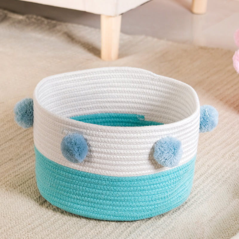 Cute Pink And Mint Pom Pom Baskets Set Of 2