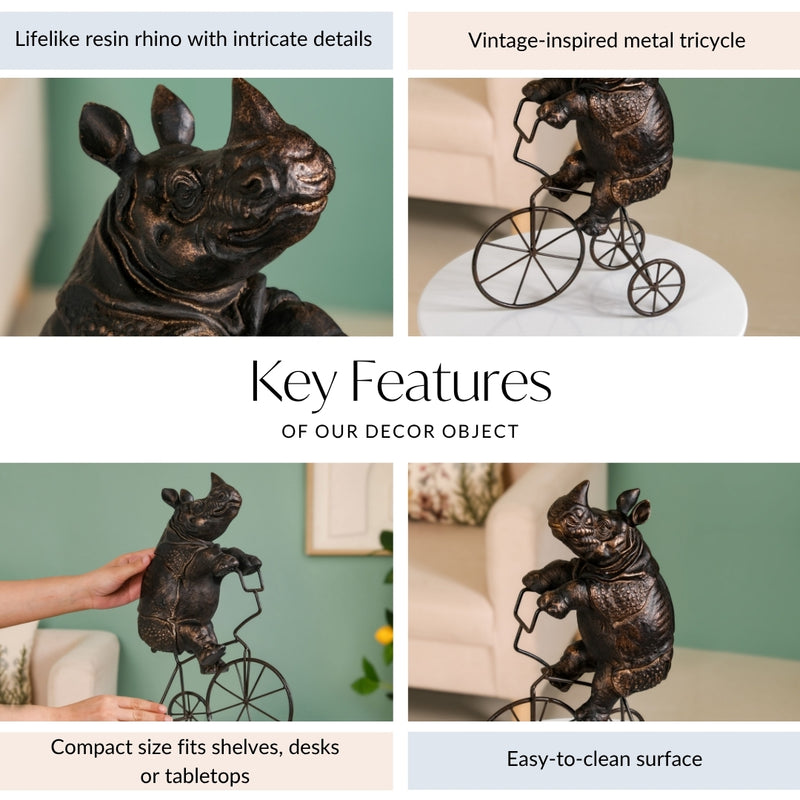 Cycling Rhino Resin Art
