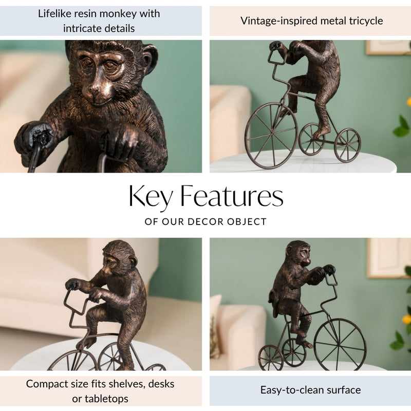 Cyclist Monkey Decorative Resin Art