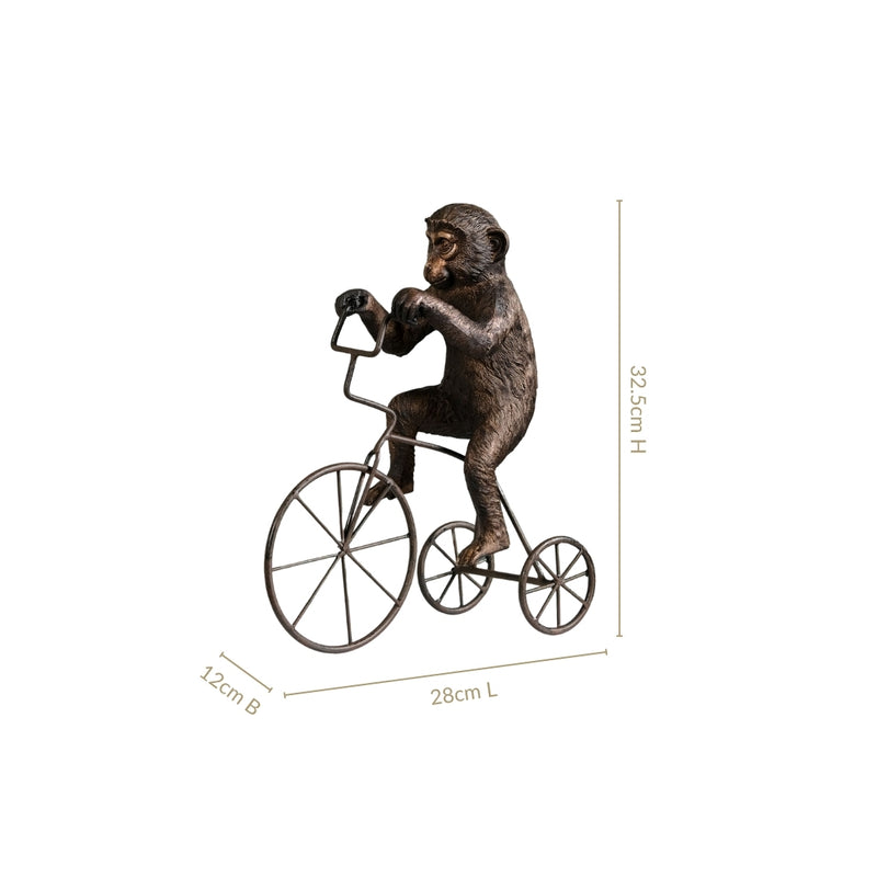 Cyclist Monkey Decorative Resin Art