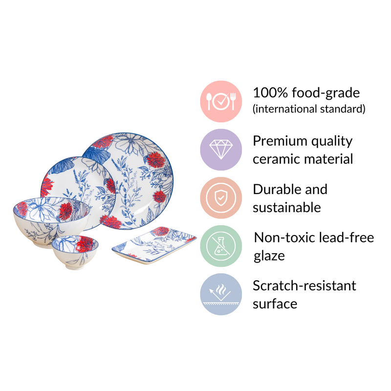 Oriental Elegance 22 Piece Dinner Set For 6