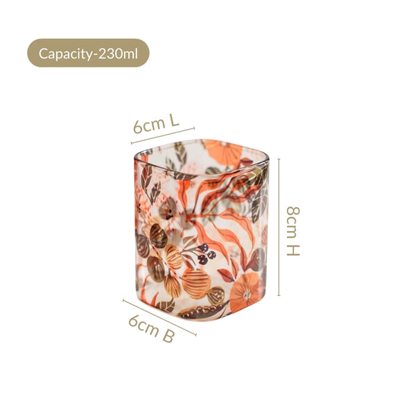 Orange Poppy Printed Glass Tumblers Set Of 4 230ml