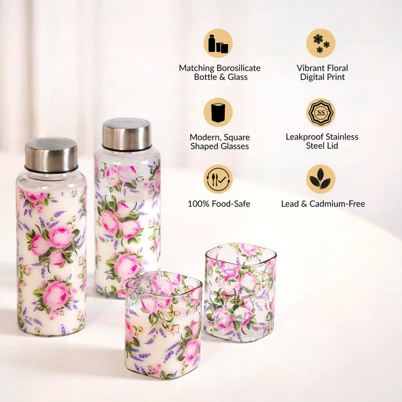 Blush Bouquet Bottle And Tumbler Gift Set Of 4