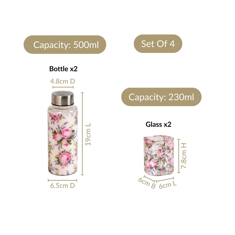 Blush Bouquet Bottle And Tumbler Gift Set Of 4
