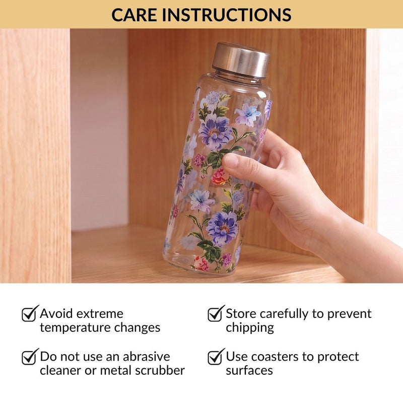 Wildflower Glass Bottle And Tumbler Gift Set Of 3