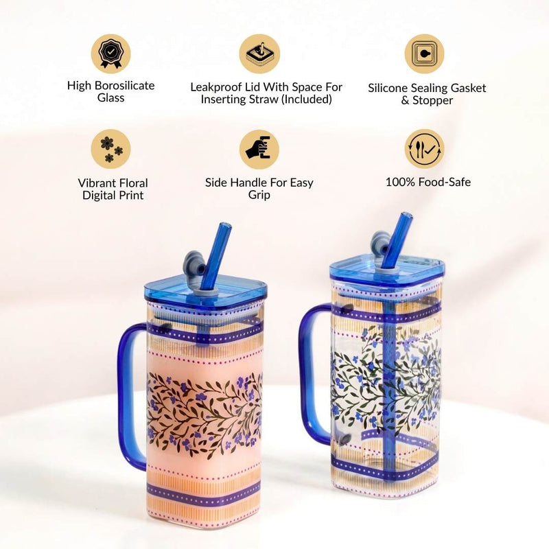 Sapphire Sipper With Straw Set Of 2 In Gift Box