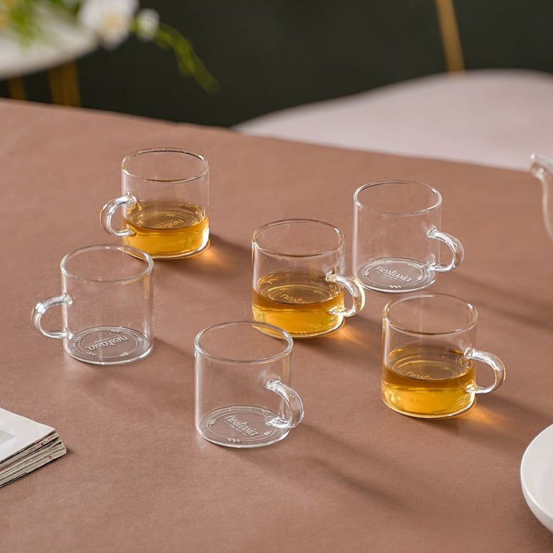 Transparent Cup Set of 6- Tea cup, coffee cup, cup for tea | Cups and Mugs for Office Table & Home Decoration