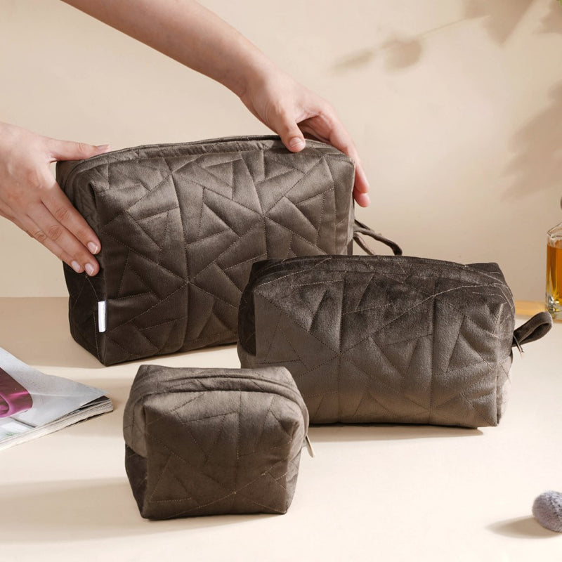 Cocoa Brown Cosmetic Bag Set Of 3