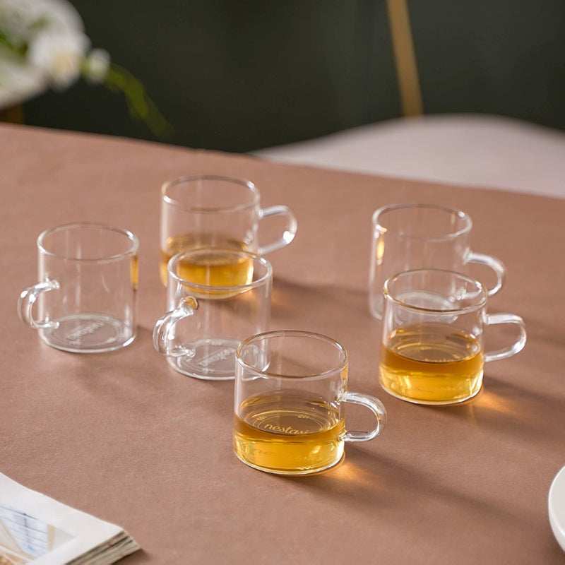 Transparent Cup Set of 6- Tea cup, coffee cup, cup for tea | Cups and Mugs for Office Table & Home Decoration