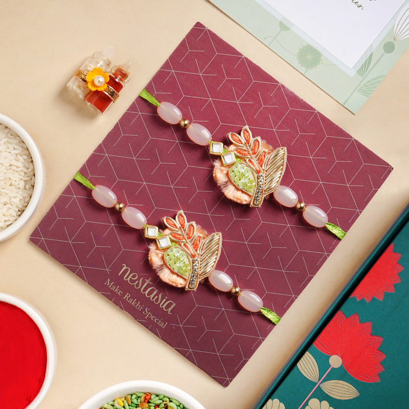 Peach Petals Brother Rakhi Gift Set