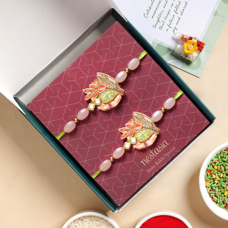 Peach Petals Brother Rakhi Gift Set