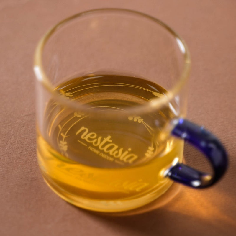 Transparent And Blue Cup Set of 6- Tea cup, coffee cup, cup for tea | Cups and Mugs for Office Table & Home Decoration