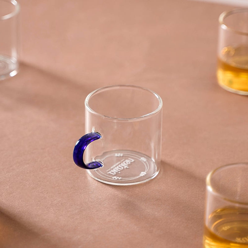 Transparent And Blue Cup Set of 6- Tea cup, coffee cup, cup for tea | Cups and Mugs for Office Table & Home Decoration