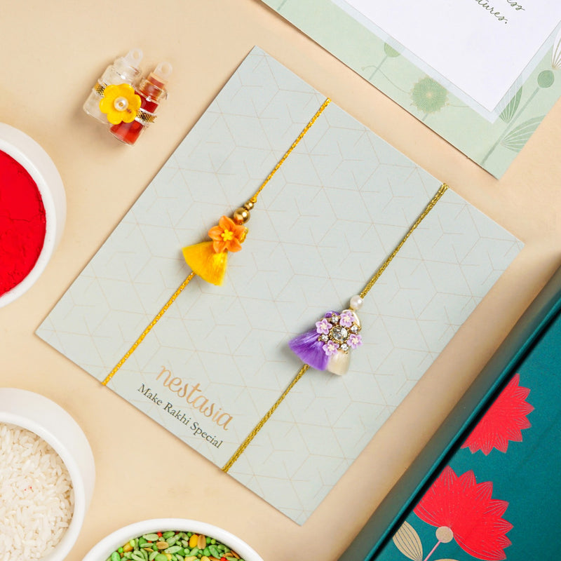 Floral Tassel Rakhi Gift Set