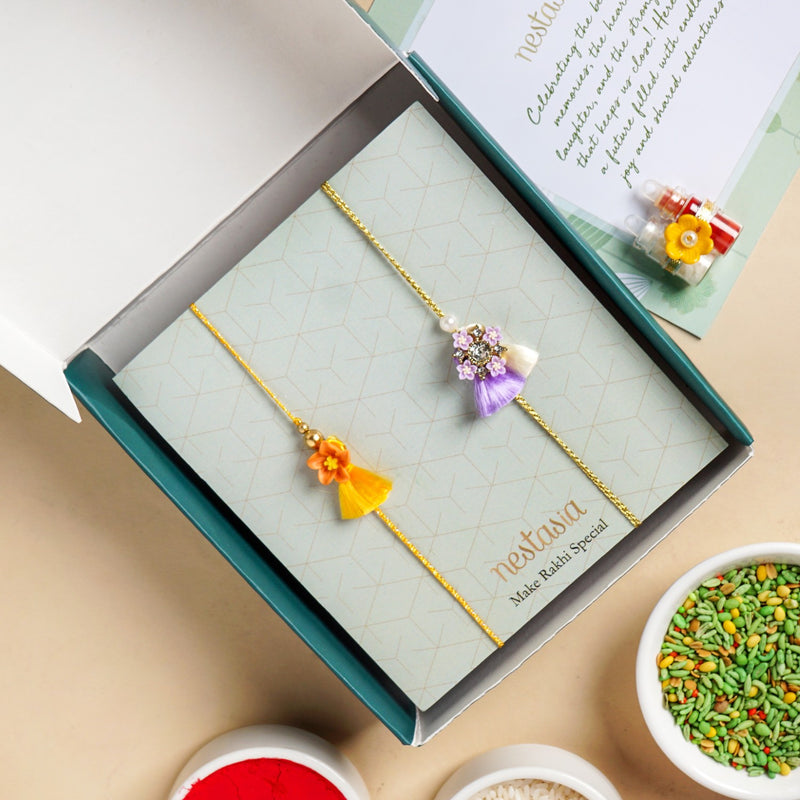 Floral Tassel Rakhi Gift Set