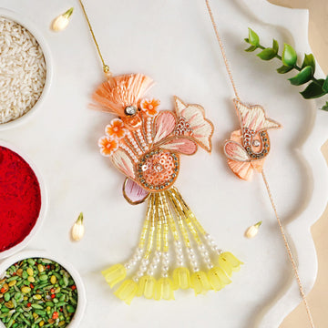 Marigold Bloom Rakhi And Lumba Gift Set