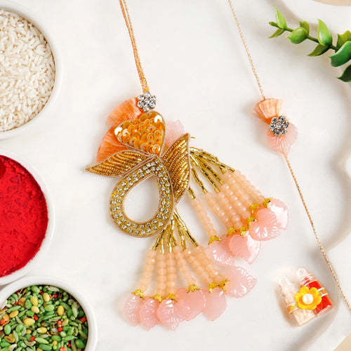 Peach Radiance Rakhi Lumba Set