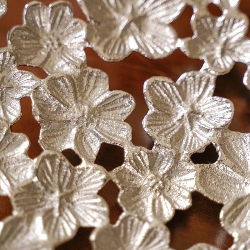 Floral Decorative Platter Tray Silver - Decorative platter, serving platter, floral platter, metal platter