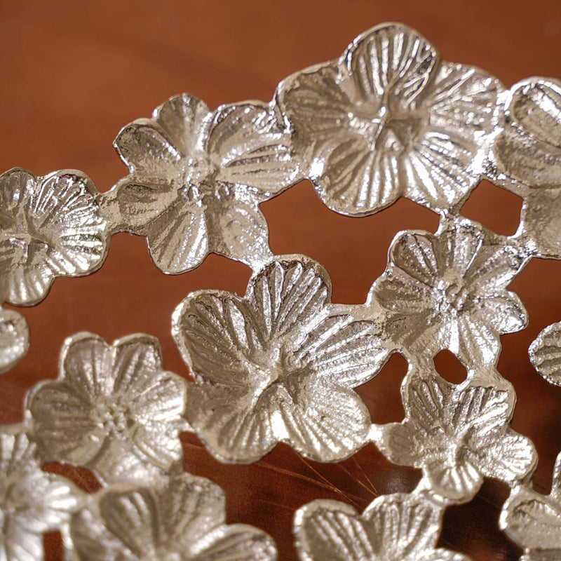 Floral Decorative Platter Tray Silver - Decorative platter, serving platter, floral platter, metal platter