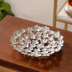 Floral Decorative Platter Tray Silver - Decorative platter, serving platter, floral platter, metal platter