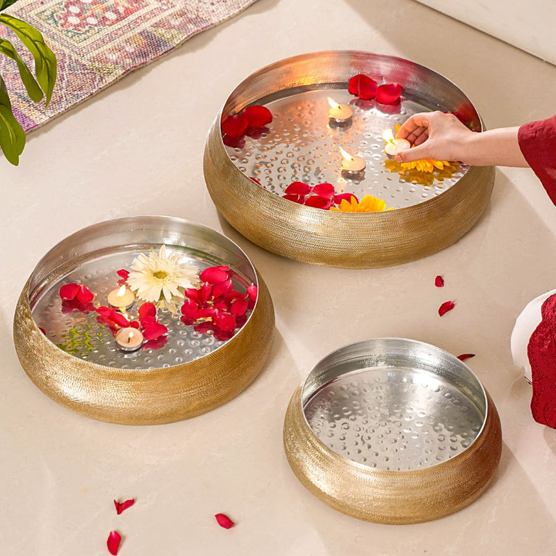 Traditional Metal Urli Bowl Set Of 3