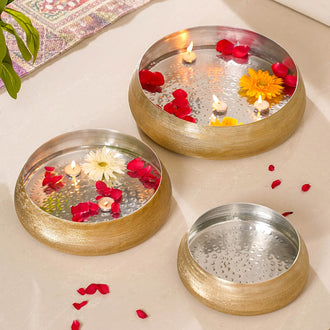 Traditional Metal Urli Bowl Set Of 3