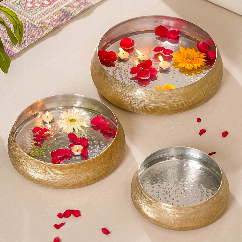 Traditional Metal Urli Bowl Set Of 3
