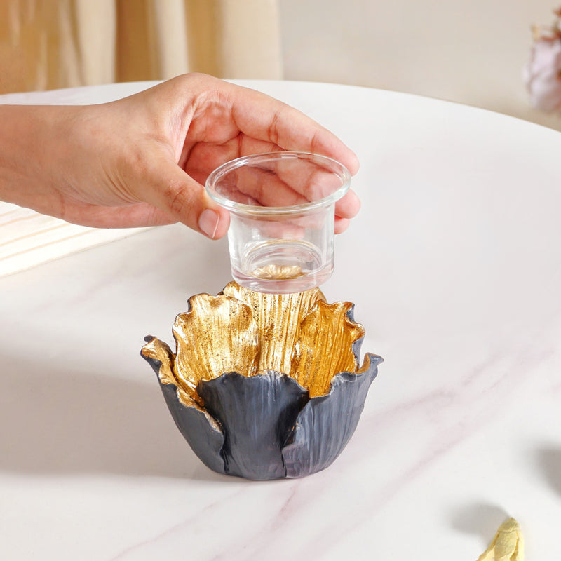 Gold Petal Candle Holder